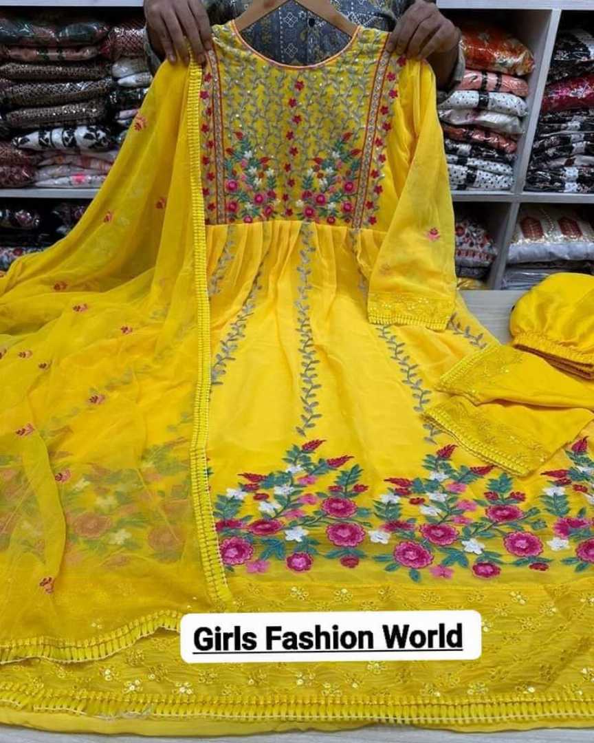 Premium,Quality,Indian,Georgette,Party,Wear,Ready,Nayra,Cut,Dress