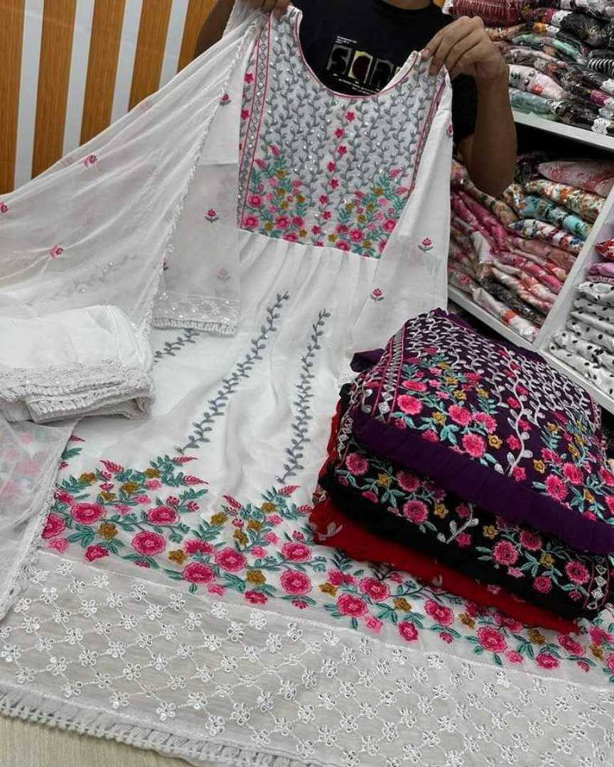 Premium,Quality,Indian,Georgette,Party,Wear,Ready,Nayra,Cut,Dress