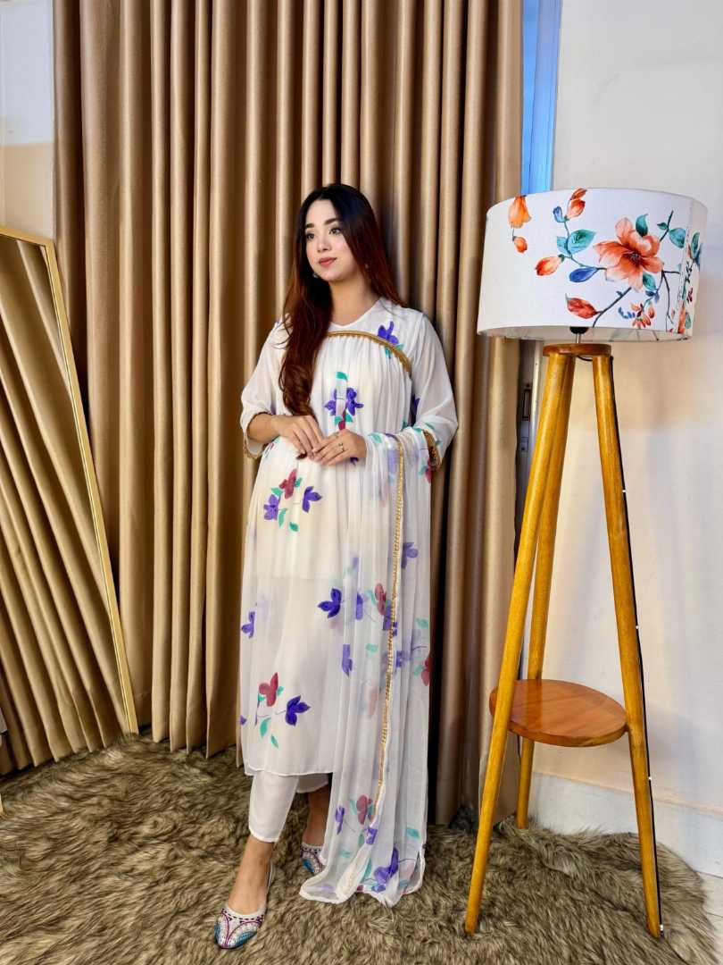 Premium,Quality,Indian,readymade,white,Grown,dress,