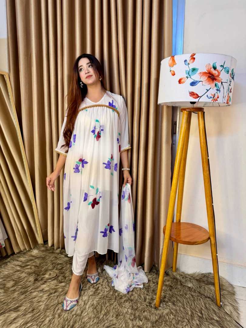 Premium,Quality,Indian,readymade,white,Grown,dress,