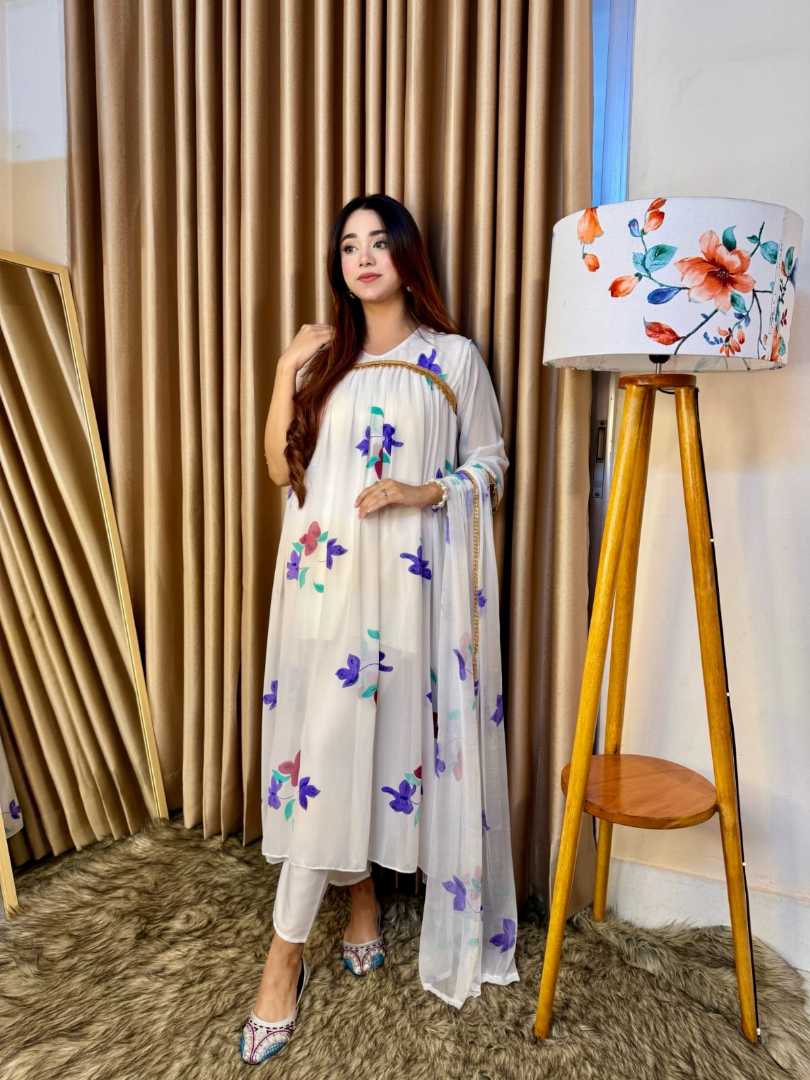 Premium,Quality,Indian,readymade,white,Grown,dress,