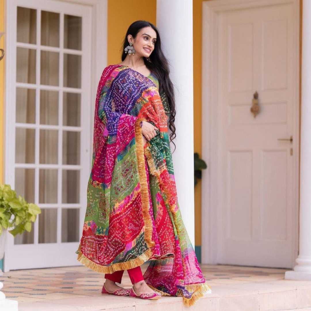 Most,Demanding,Bandhani,Print,Anarkali,