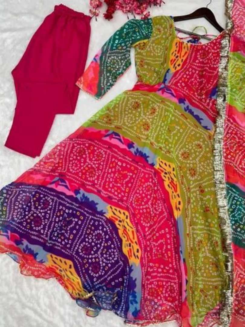 Most,Demanding,Bandhani,Print,Anarkali,