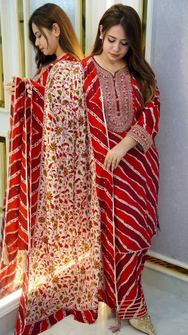 Premium,Cotton,Embroidery,Printed,Three,Pieces,