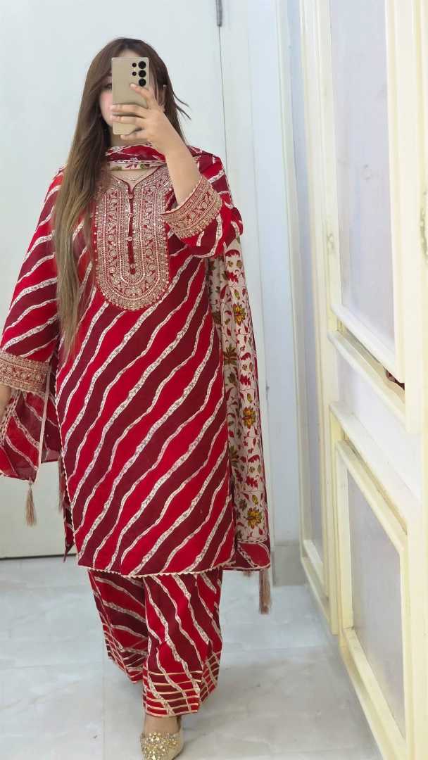 Premium,Cotton,Embroidery,Printed,Three,Pieces,