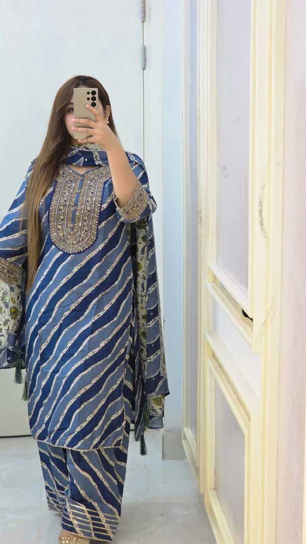 Premium,Cotton,Embroidery,Printed,Three,Pieces,